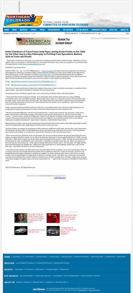 Dmitri Chavkerov | Speculator Attitude -NOCO-TV CBS-5 (Fort Collins, CO)- Greed Factor