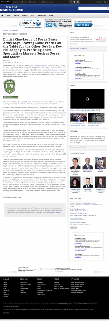 Dmitri Chavkerov | Speculator Attitude -New York Business Journal- Greed Factor