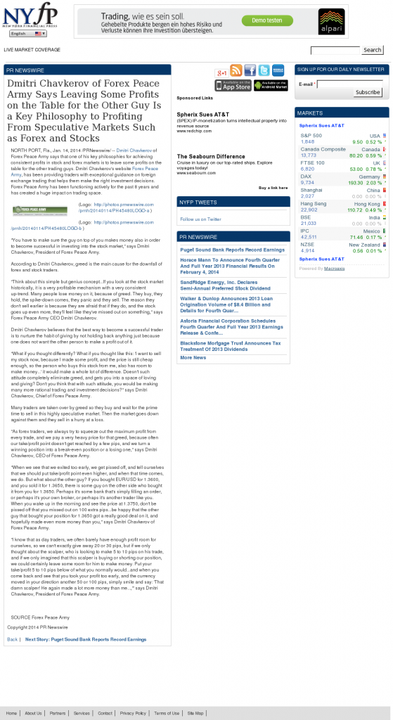 Dmitri Chavkerov | Speculator Attitude -New York Financial Press [NYFP]- Greed Factor