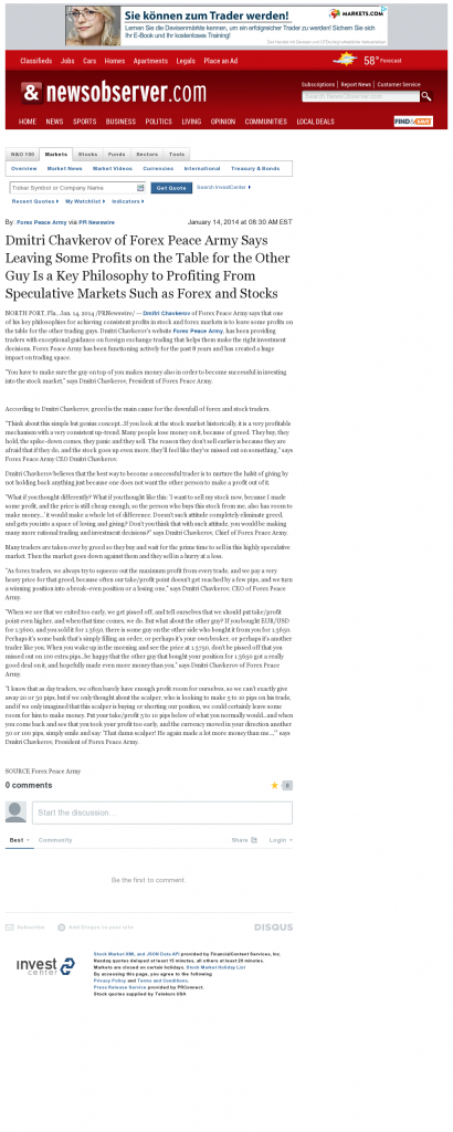 Dmitri Chavkerov | Speculator Attitude -News & Observer (Raleigh, NC)- Greed Factor