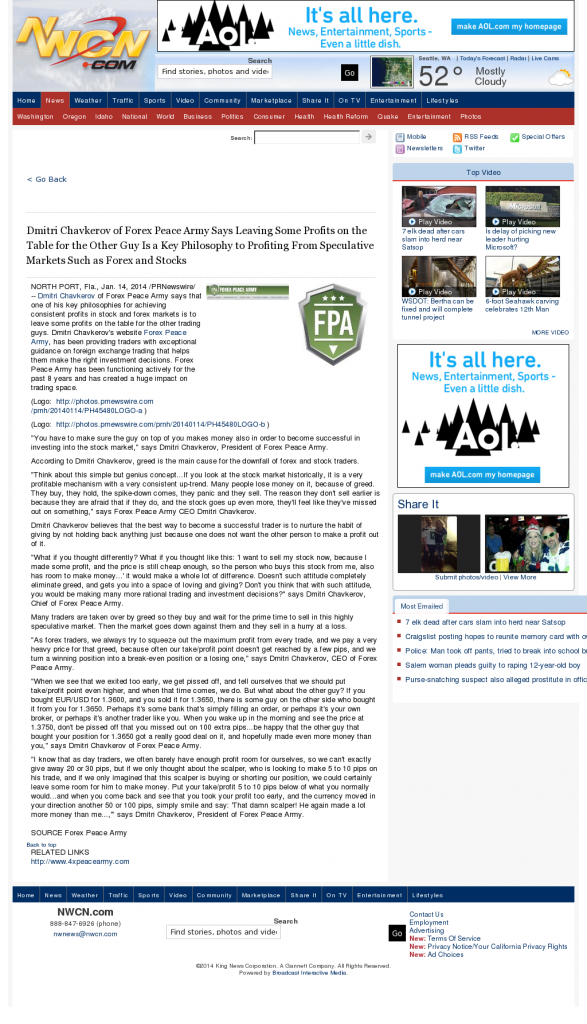 Dmitri Chavkerov | Speculator Attitude -NorthWest Cable News (Seattle, WA)- Greed Factor