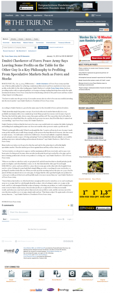 Dmitri Chavkerov | Speculator Attitude -Tribune (San Luis Obispo, CA)- Greed Factor